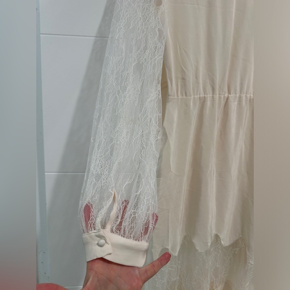 Stone cold fox friar white lace v neck long sleeve maxi gown boho festival M/L - Picture 17 of 17